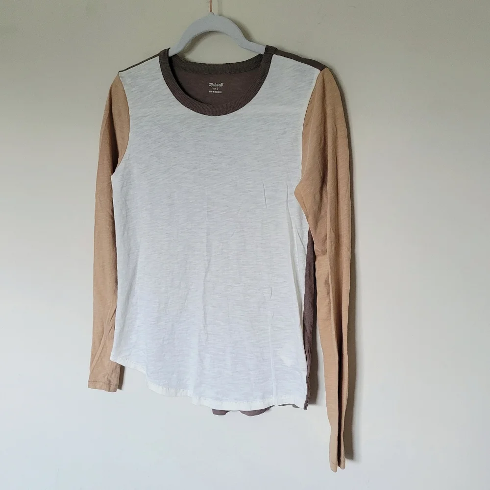 Madewell Whisper Cotton Rib-Crewneck Long-Sleeve Tee in Colorblock - Picture 5 of 9